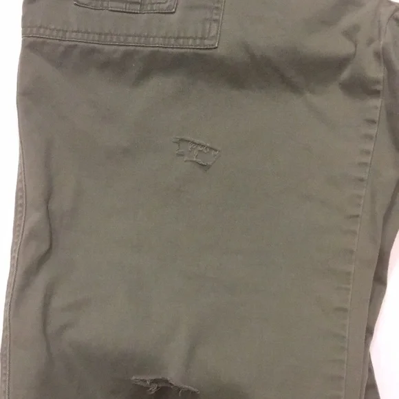 RL Vintage CARGO RALPH LAUREN WIDE LEG Army Green PANTS Raw Hem Size 12 - Picture 13 of 14